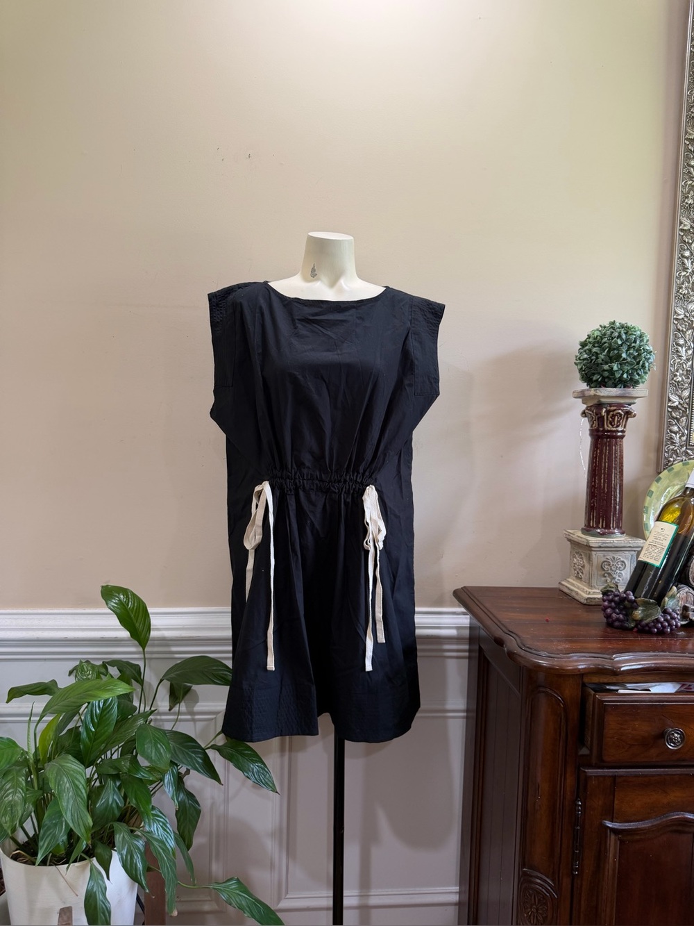 Banana Republic Black Drawstring Waist Sleeveless Dress